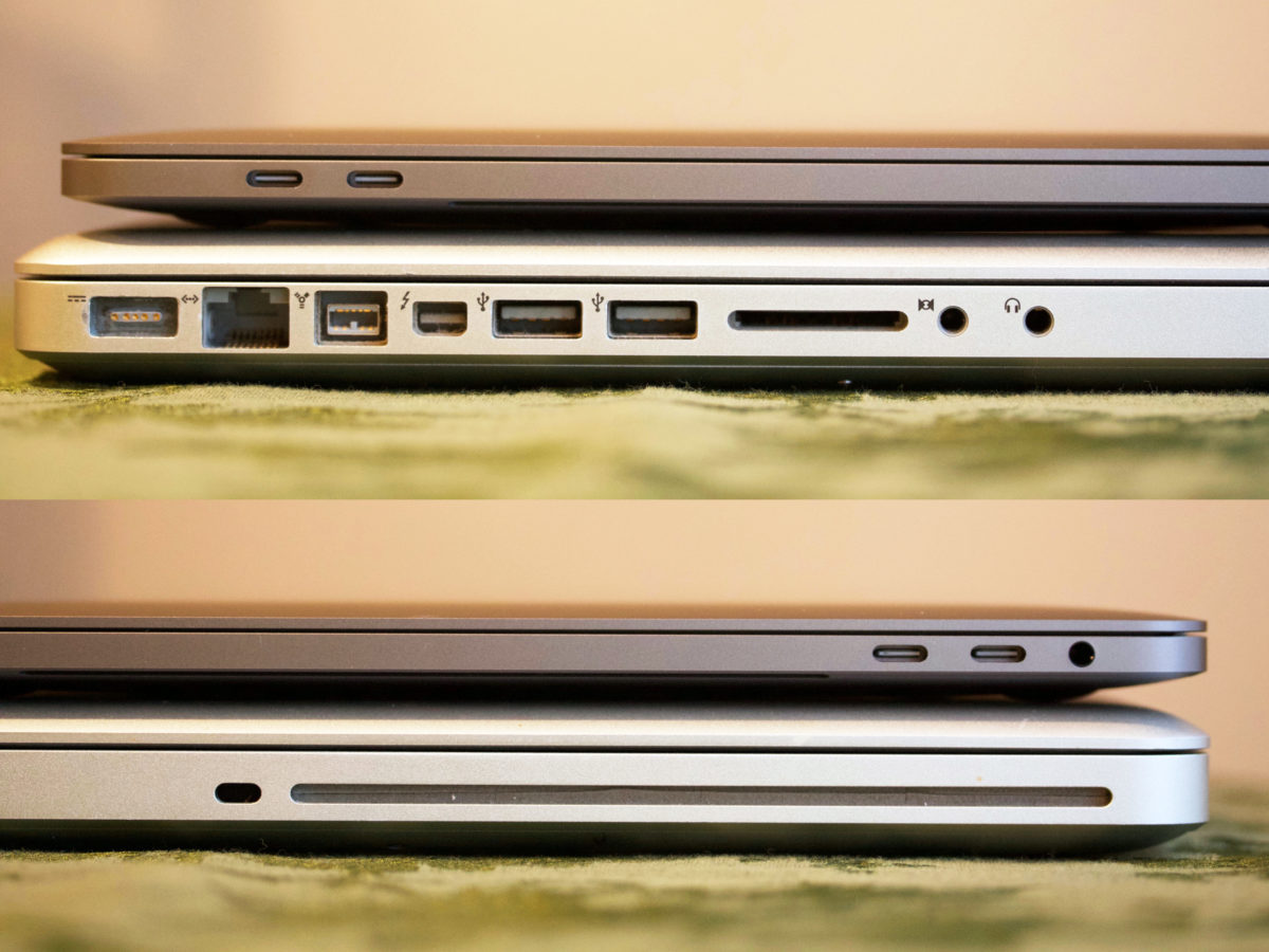 Side view of MacBook ports